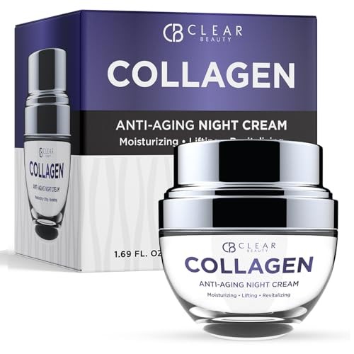 Clear Beauty Collagen Night Face Moisturizer - Dermatologist Tested  Reduces Wrinkles & Fine Lines  Hydrating  Anti-Aging Cream  Cruelty-Free Korean S