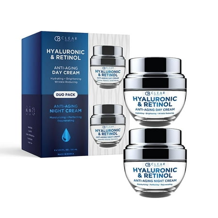 Clear Beauty Hyaluronic & Retinol Day/Night Moisturizer Anti-Aging Cream - Duo Set Value Pack