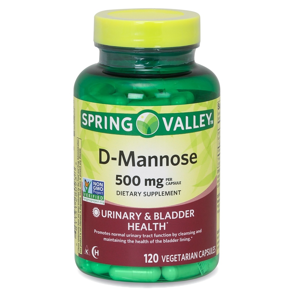 Spring Valley D-Mannose Urinary Tract Support Dietary Supplement  500 Mg  120 Vegetarian Capsules